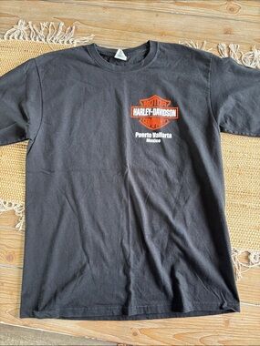 Harley-Davidson Black Short Sleeve Tee with Orange Logo - Puerto Vallarta
